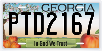 GA license plate PTD2167