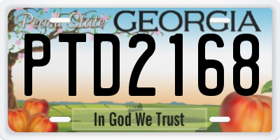 GA license plate PTD2168