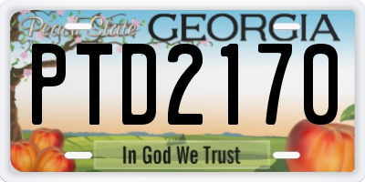 GA license plate PTD2170