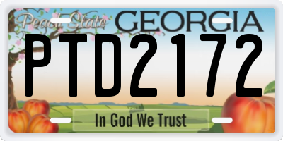 GA license plate PTD2172