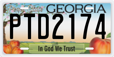 GA license plate PTD2174