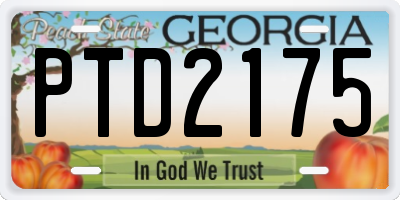 GA license plate PTD2175