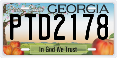 GA license plate PTD2178
