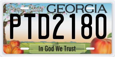 GA license plate PTD2180
