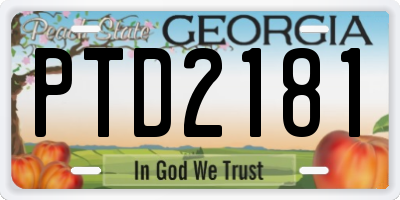 GA license plate PTD2181