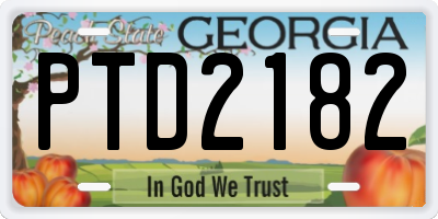 GA license plate PTD2182