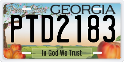 GA license plate PTD2183