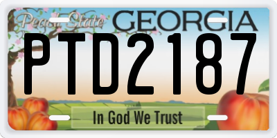 GA license plate PTD2187
