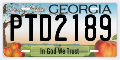 GA license plate PTD2189