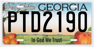 GA license plate PTD2190