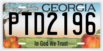 GA license plate PTD2196