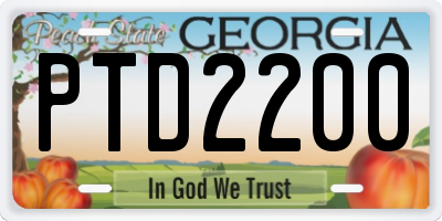 GA license plate PTD2200
