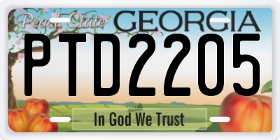 GA license plate PTD2205