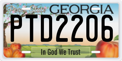 GA license plate PTD2206