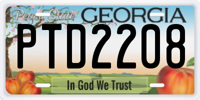 GA license plate PTD2208