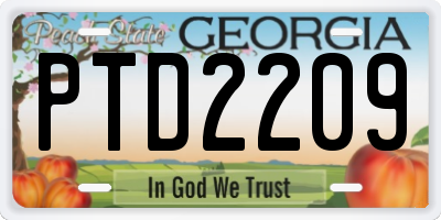 GA license plate PTD2209