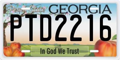 GA license plate PTD2216