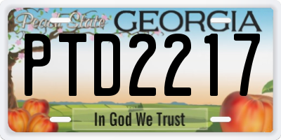 GA license plate PTD2217