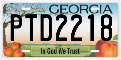 GA license plate PTD2218