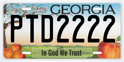 GA license plate PTD2222