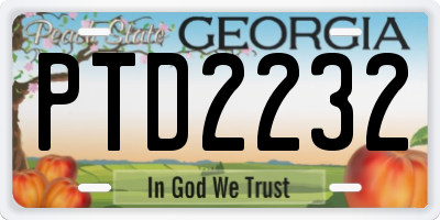 GA license plate PTD2232