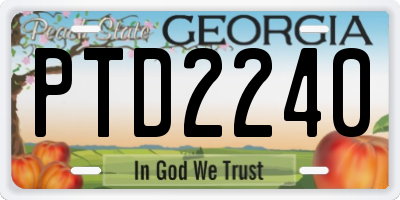 GA license plate PTD2240