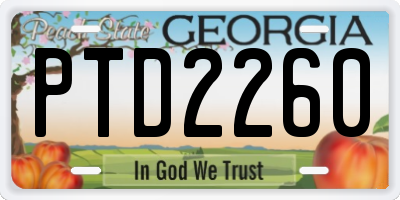 GA license plate PTD2260