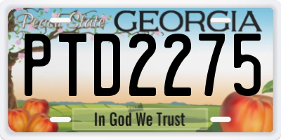 GA license plate PTD2275