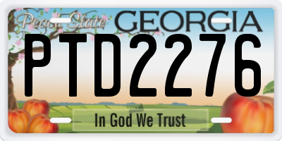 GA license plate PTD2276