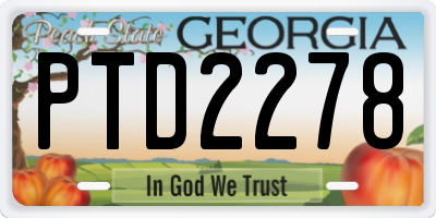GA license plate PTD2278
