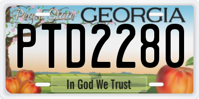 GA license plate PTD2280