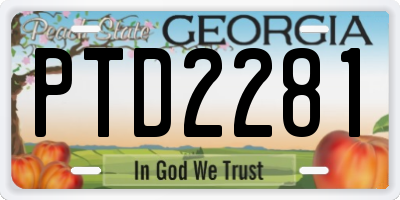 GA license plate PTD2281