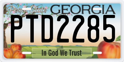 GA license plate PTD2285