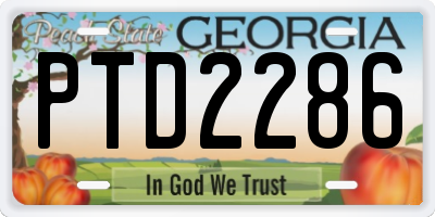 GA license plate PTD2286