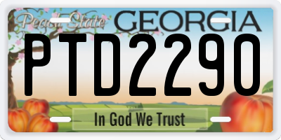 GA license plate PTD2290