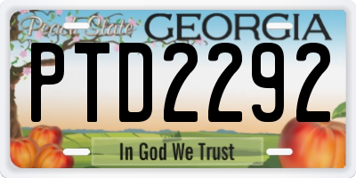 GA license plate PTD2292