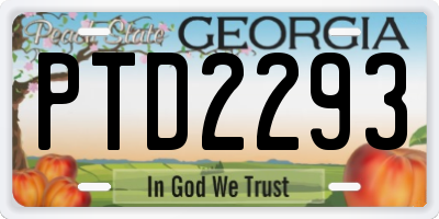 GA license plate PTD2293