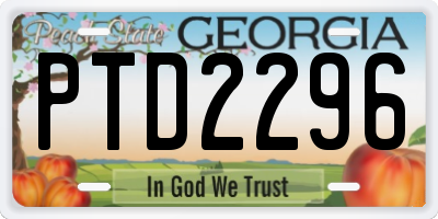 GA license plate PTD2296