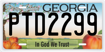 GA license plate PTD2299