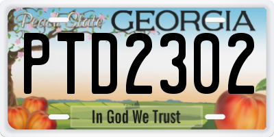 GA license plate PTD2302