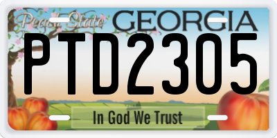GA license plate PTD2305