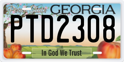 GA license plate PTD2308
