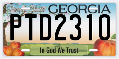 GA license plate PTD2310