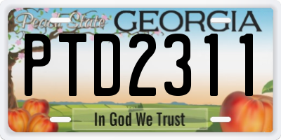 GA license plate PTD2311
