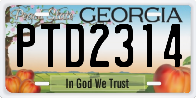 GA license plate PTD2314