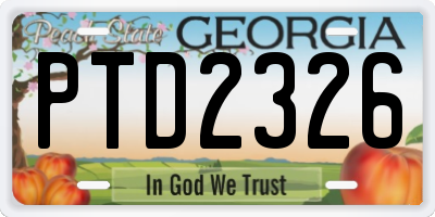 GA license plate PTD2326