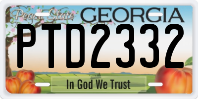 GA license plate PTD2332
