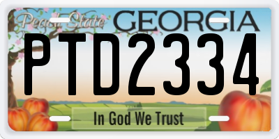 GA license plate PTD2334