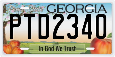 GA license plate PTD2340