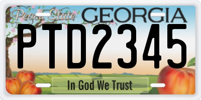 GA license plate PTD2345